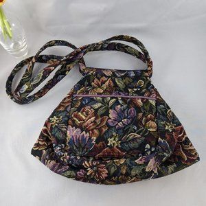 Vintage Handmade Womens Upholstery Folding Velcro Zip Shoulder Bag